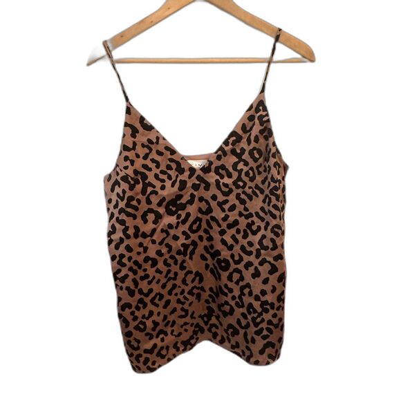 CAMI NYC 100% Silk Brown and Black Leopard Print Tank Adjustable Straps Size S - Picture 1 of 8